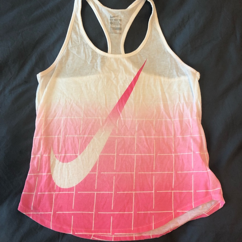 Nike Dri-fit Racerback Tank pink white Large